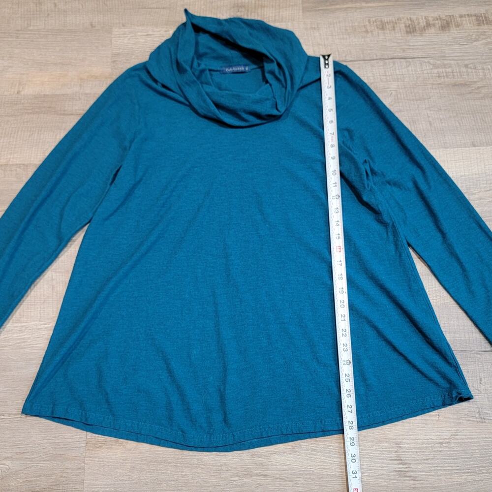 Cut Loose Linen Cotton Blend Cowl Neck Size XL Blue Green Tunic Top Boho - Picture 6 of 7
